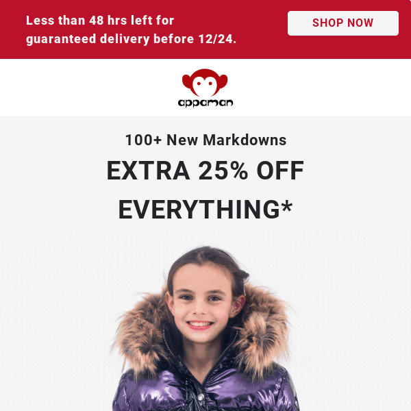 Extra 25% Off 100+ New Markdowns 🎅🎁🎄
