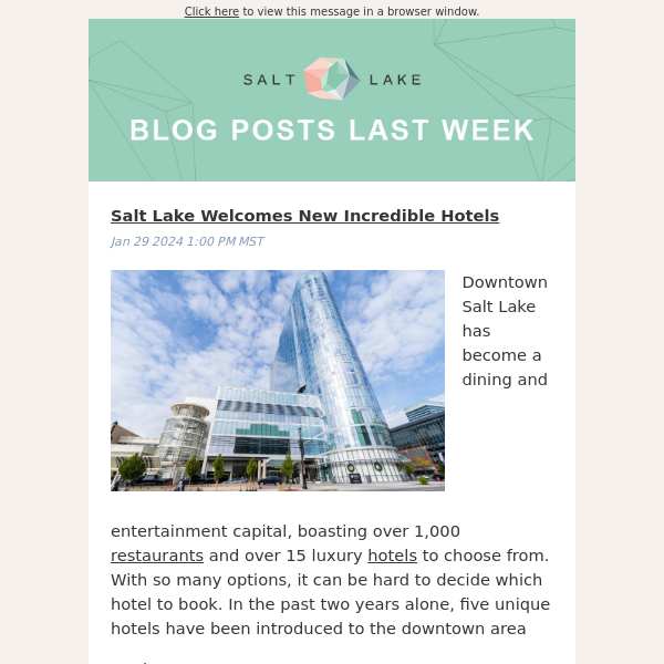 Check out the latest updates to the Salt Lake Scene