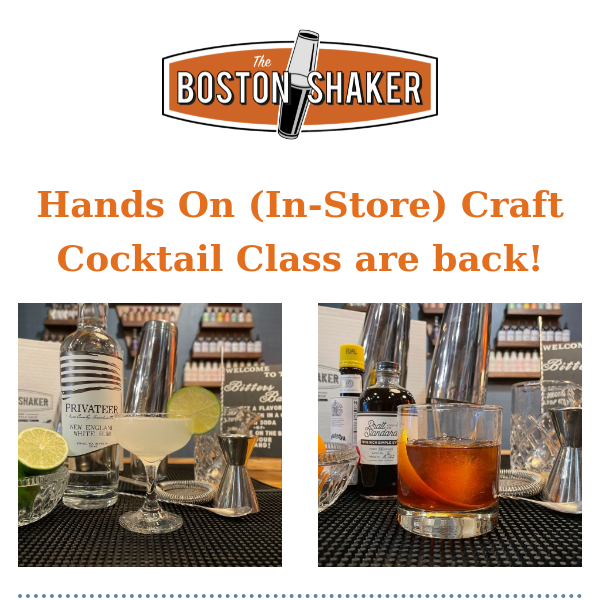 Craft Cocktail Classes are back at The Boston Shaker!