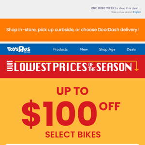 NOW: save up to $100 on BIKES!🚴🏾