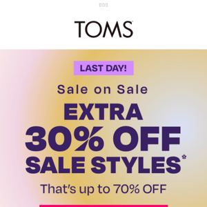 Ends in a few hours | Up to 70% OFF sale styles