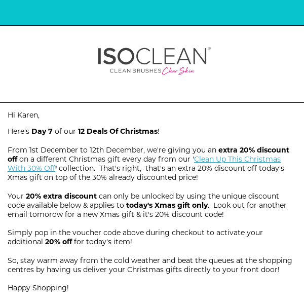 ISOCLEAN Day 7 of '12 Deals Of Xmas' - Extra 20% Off Xmas Gift Bundle 6!