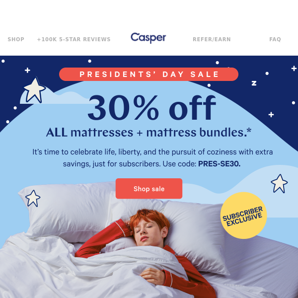 30% off ALL mattresses + mattress bundles!