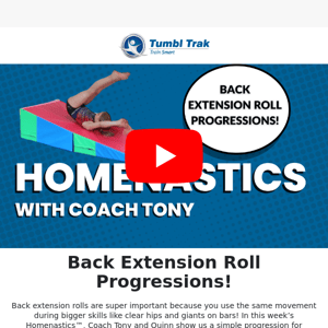 Back Extension Roll Progressions! ✨ (Homenastics with Coach Tony!)