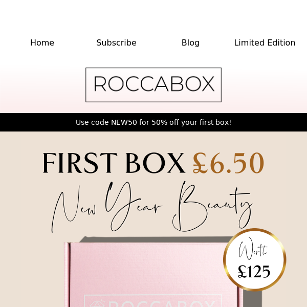 Get 50% off your first ROCCABOX ✨