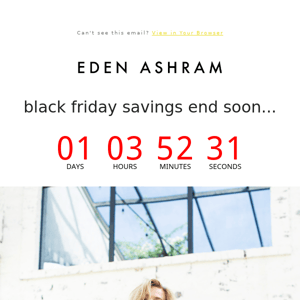 Savings end soon Eden Ashram 😬