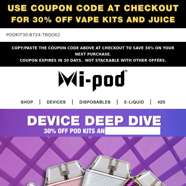 Mi-Pod | Vape Device Deep Dive + 30% Off Pod Kits and Juice