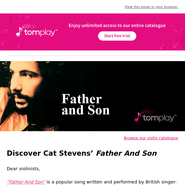 🎻 New sheet music: Discover Cat Stevens’ Father And Son