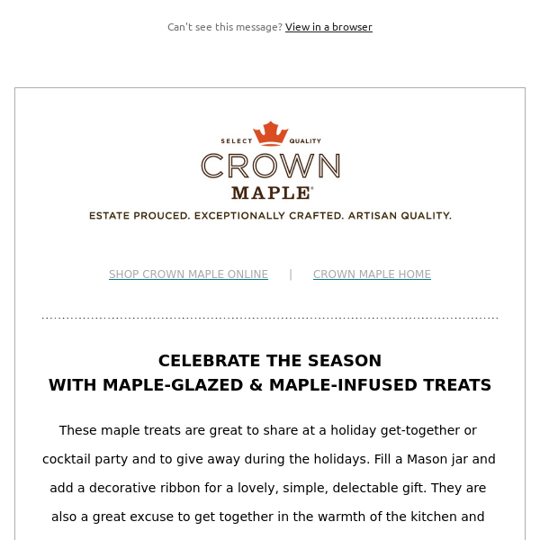 Crown Maple Holiday Maple Treats & Snacks