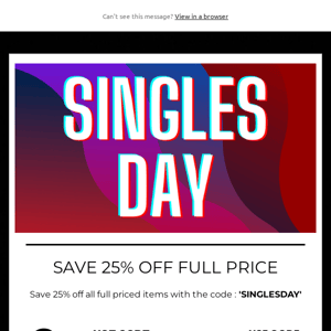 Shop the Singles Day Discount!