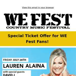 Special Offer to WE Fest Fans!