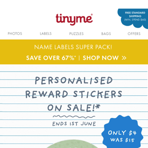 Personalised Reward Stickers... SAVE OVER 66%!!