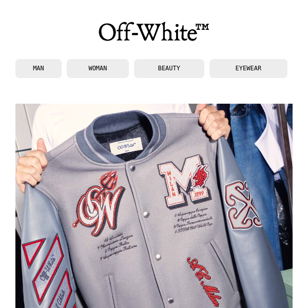 Off White NEW JACKET OFF-WHITE VARSITY AC MILAN LIMITED EDITION M