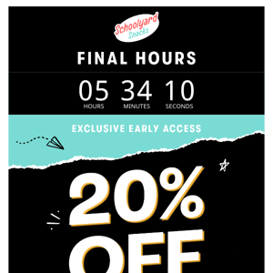 🏃 20% OFF is almost over