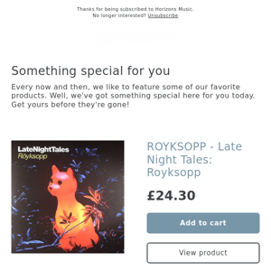 RESTOCK! ROYKSOPP - Late Night Tales: Royksopp