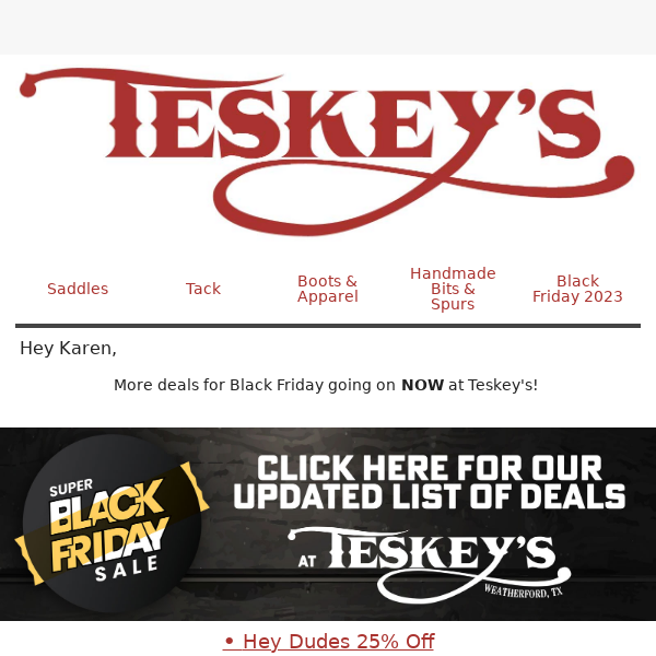Black Friday at Teskey's!
