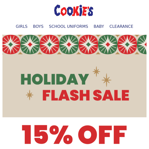 FLASH SALE - 15% OFF Sitewide