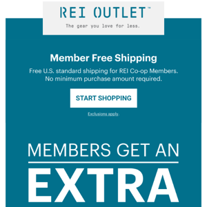 Members! Save an Extra 20% Off One REI Outlet Item