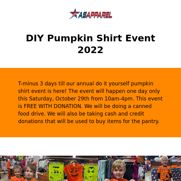 DIY Pumpkin Shirt Event 2022