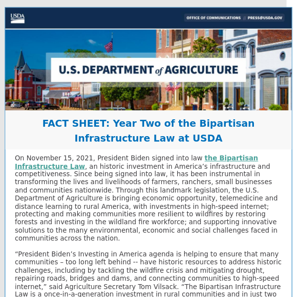 FACT SHEET: Year Two of the Bipartisan Infrastructure Law at USDA