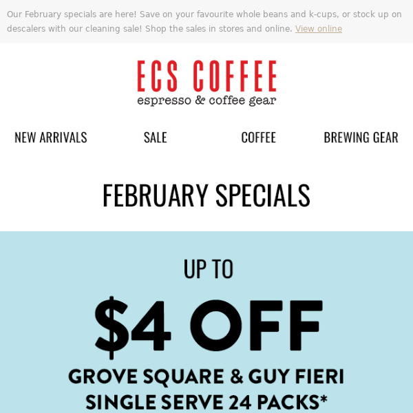 Save on Grove Square, Guy Fieri and more! ☕