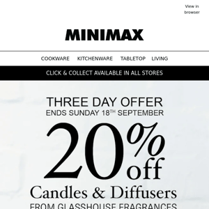 20% off selected Candles & Diffusers