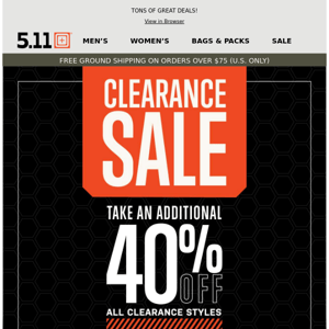 40% Off Clearance Styles STARTS NOW!