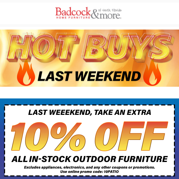 10% Off Outdoor Furniture!