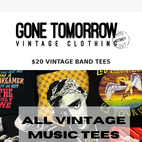 $20 VINTAGE MUSIC TEES