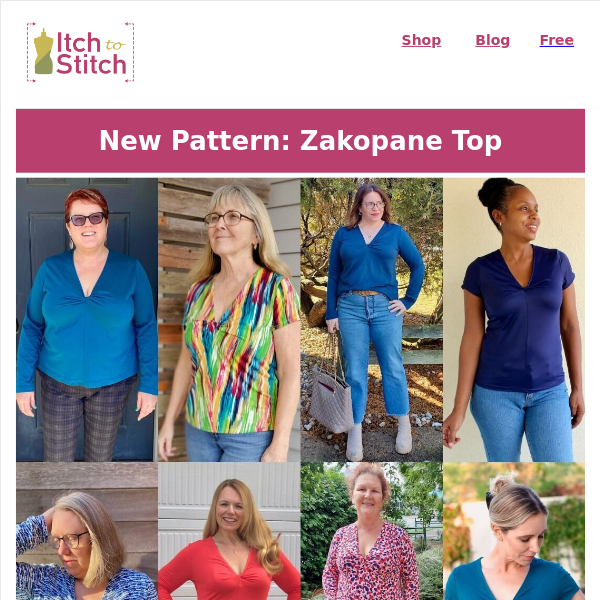 New Pattern: Zakopane Top—Bust + Sleeve Options