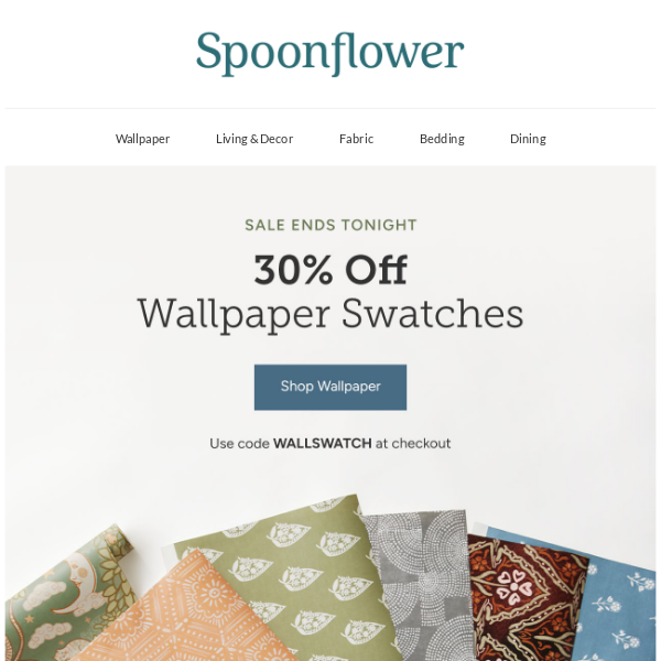 Last chance for 30% off wallpaper swatches ⏰