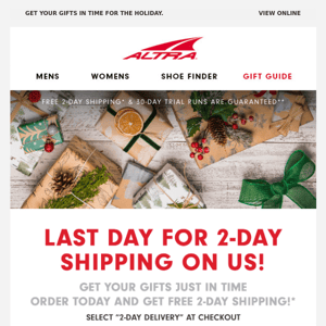 Free 2-day shipping ends TODAY!