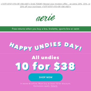 Happy Undies Day! Our gift to you? All undies 10 for $38 🎁