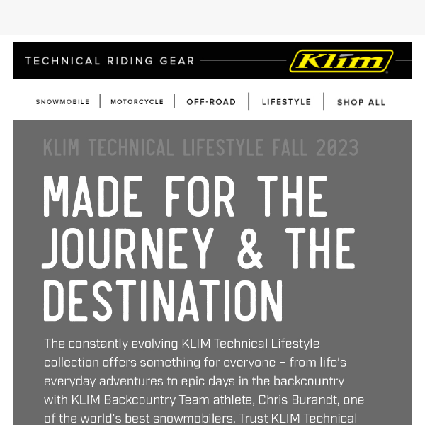 Get going with KLIM Technical Lifestyle
