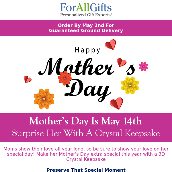 3D Photo Crystals In Time For Mother's Day 🌷
