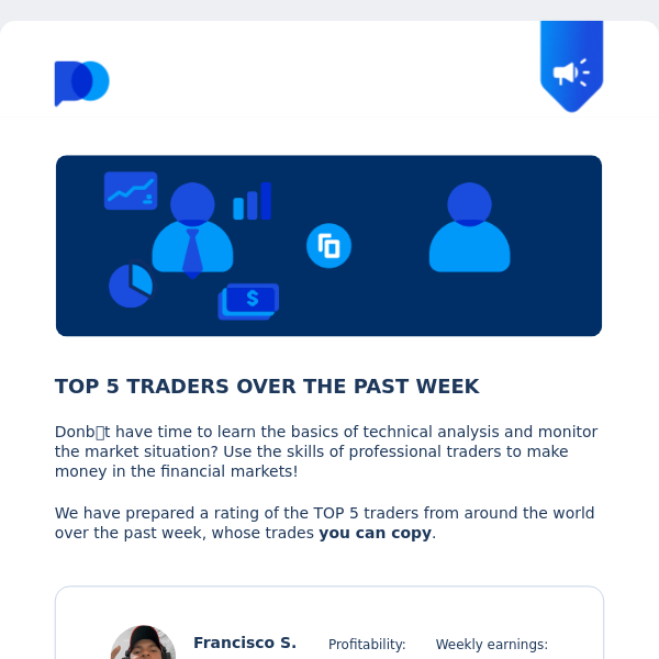 Rating of TOP traders for the past week
