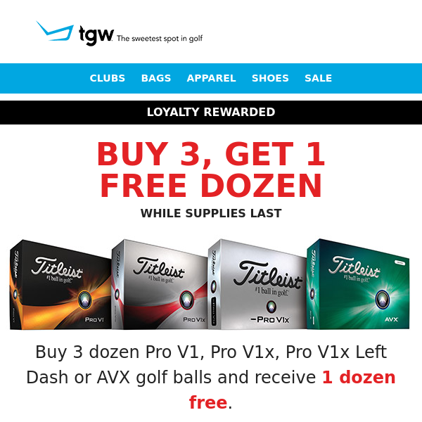 Buy 3, Get 1 Free Titleist Pro V1 Starts Now