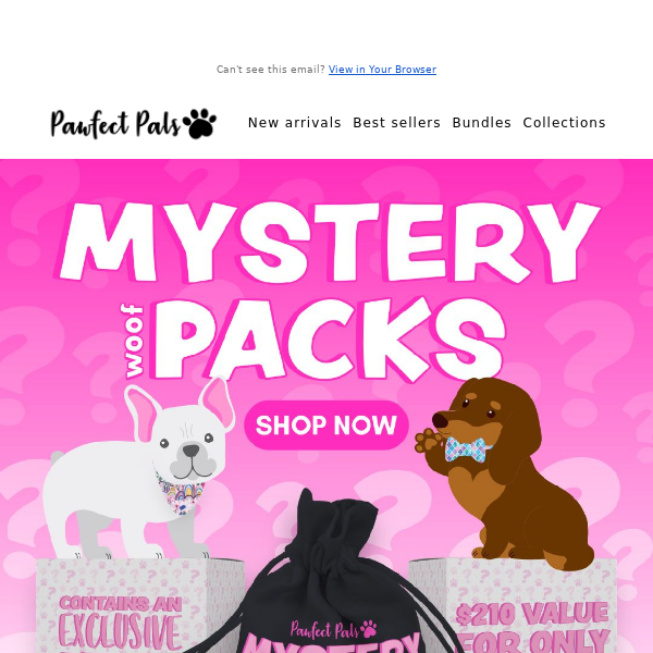 Save up to $110 with a Pawfect Pals Mystery Pack! 🕵️🎁🥰