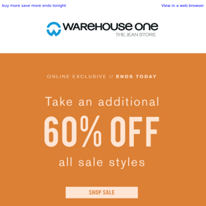 ONE DAY ONLY | 60% OFF SALE