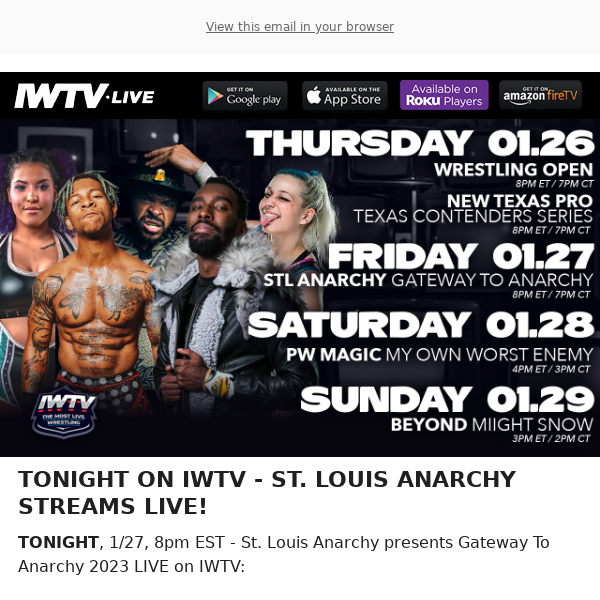 TONIGHT LIVE ON IWTV - St. Louis Anarchy!