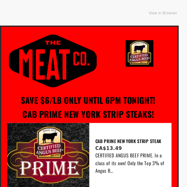 Weekly Sale Ends today - $6 off/lb New York Strip Steaks