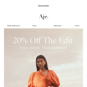 Final Hours | 20% Off The Edit