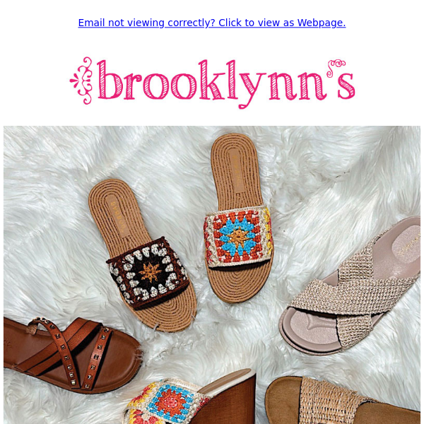 👡 👡 20% OFF all the shoes. Shop in-store or online at www.brooklynns.com.