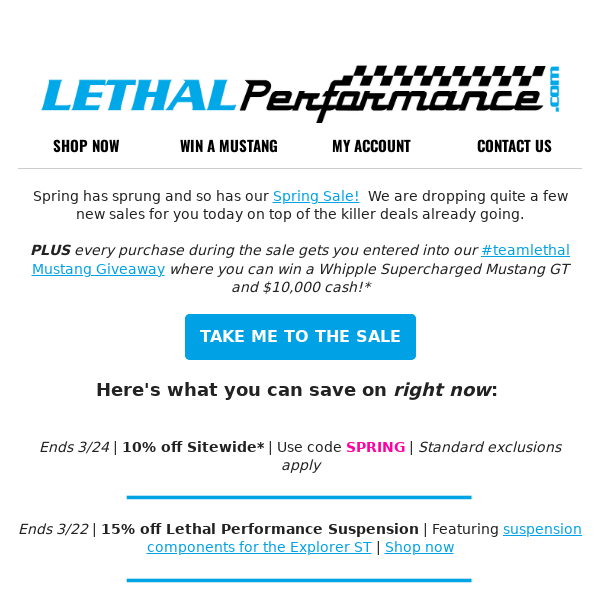 Save on tuning, intakes, fuel systems & more! - Lethal Performance