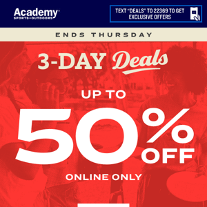 🚀 Starts NOW: 3-Day 50% Off Deals Online