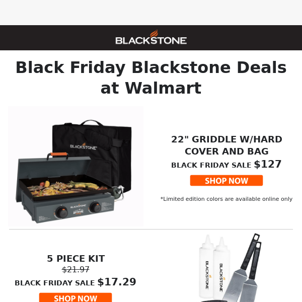 Walmart + Blackstone Black Friday Deals; While Inventory Lasts - Blackstone  Products