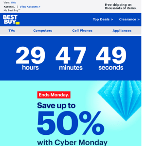 *** Updates from Best Buy *** Get up to 50% off during Cyber Monday Savings Events!