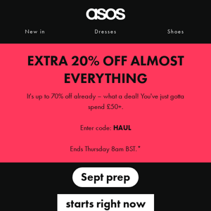 Extra 20% off almost everything 🌹