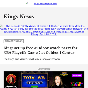 Kings set up free outdoor watch party for Game 7 at Golden 1 Center