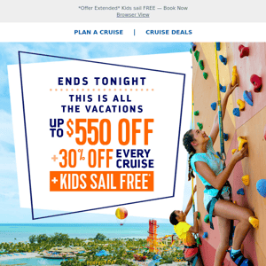 Save on all the thrills and the chills with up to $550 off + 30% off your travel crew